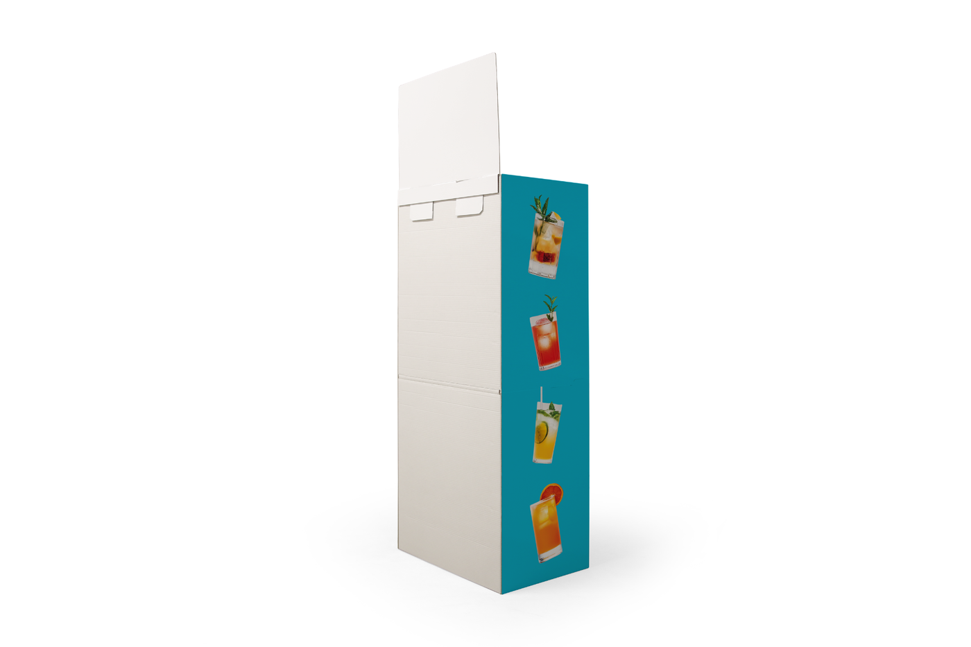 Foldable Shop Display widok pod kątem 45 stopni z lewej strony od tyłu Foldable Shop Display widok pod kątem 45 stopni z lewej strony od tyłu